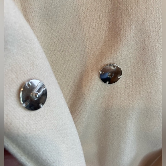 JS~Solid Cream~Notched Lapel~Duel Pocket~Belted~Lightweight~Trench Coat~Size S - Picture 13 of 14